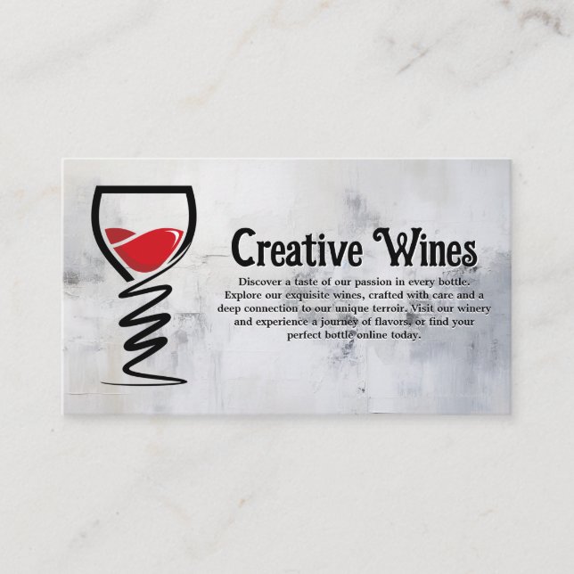 Tarjeta De Visita Wine Glass Creative Illustrative Logo  (Anverso)