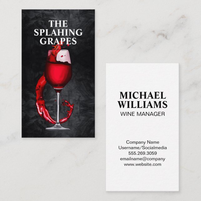 Tarjeta De Visita Wine Glass Spash (Anverso / Reverso)
