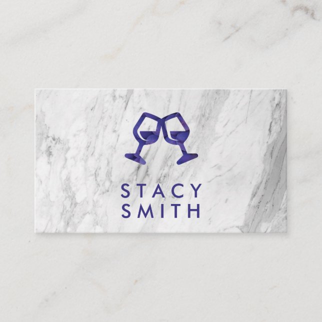 Tarjeta De Visita Wine Lover Cheers | Uvas de vino | Mármol (Anverso)