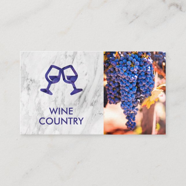 Tarjeta De Visita Wine Lover Cheers | Uvas de vino | Mármol (Anverso)