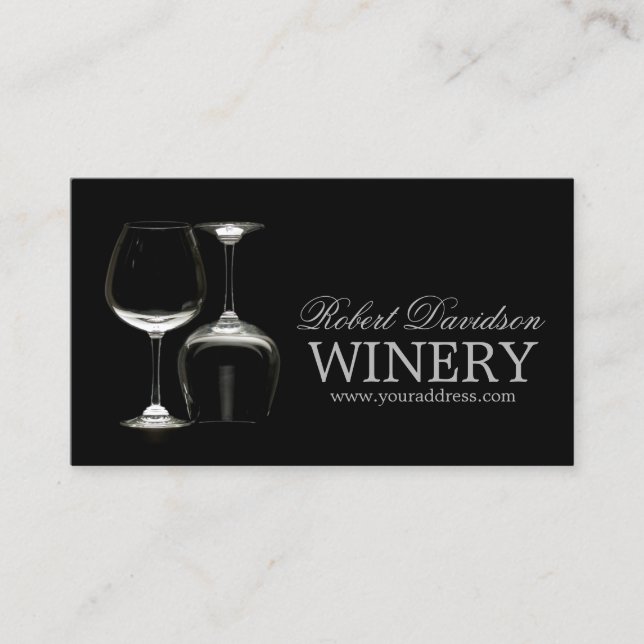 Tarjeta De Visita Wine Maker Sommelier Winery Black Glass Card (Anverso)