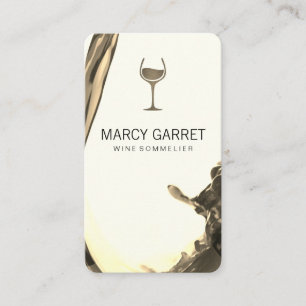 Tarjeta De Visita Wine Pour   Splash II Vino Vidrio Sepia