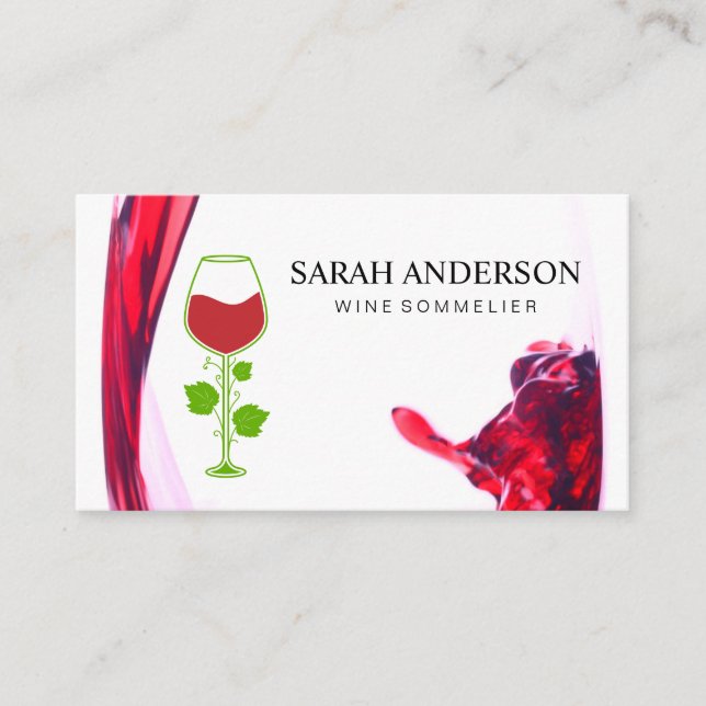 Tarjeta De Visita Wine Pour Splash | Logotipo de vinagre (Anverso)