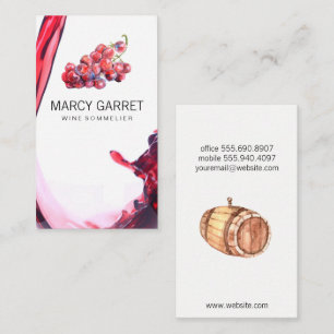 Tarjeta De Visita Wine Pour   Splash   Uvas de vino y barril