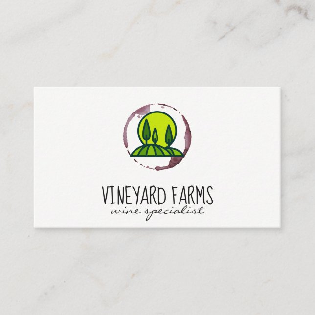 Tarjeta De Visita Wine Stain (copa de vino) Vineyard Winery (Anverso)