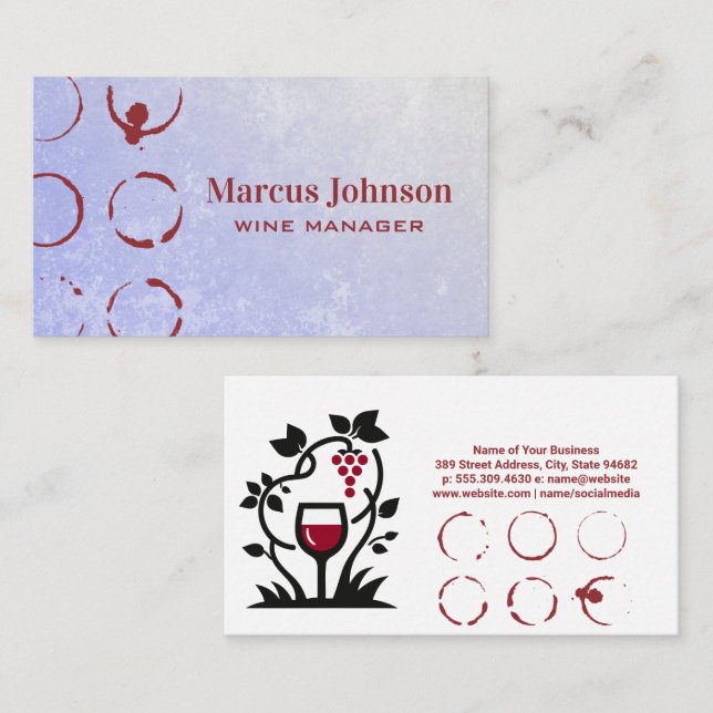 Tarjeta De Visita Wine Stain | Logo de Wine Vine (Anverso / Reverso)
