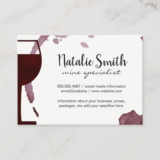 Tarjeta De Visita Wine Stain | Wine Sommelier (Anverso)