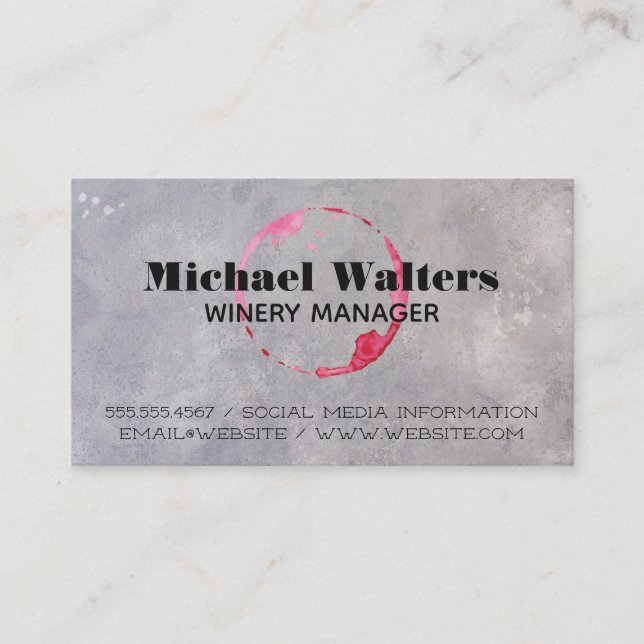 Tarjeta De Visita Wine Stains | Bodega (Anverso)