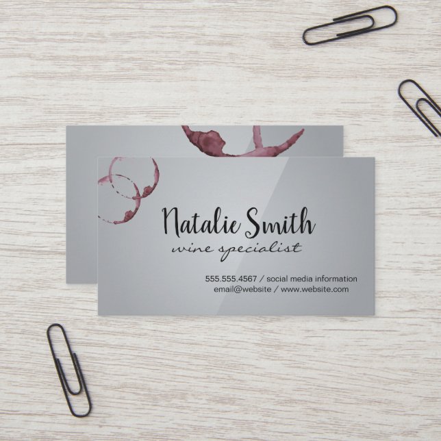 Tarjeta De Visita Wine Stains | Gris gris (Anverso/Reverso In Situ)