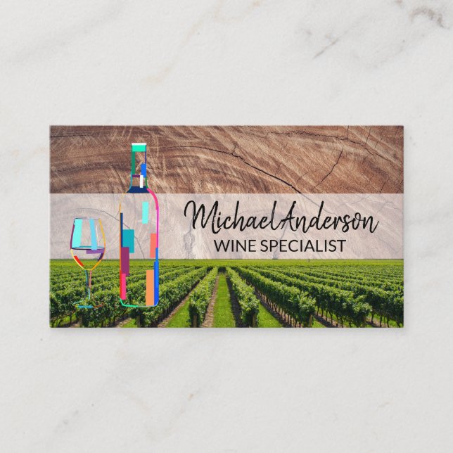 Tarjeta De Visita Wine Vineyard | Logo del Viaje de Botellas Artsy (Anverso)