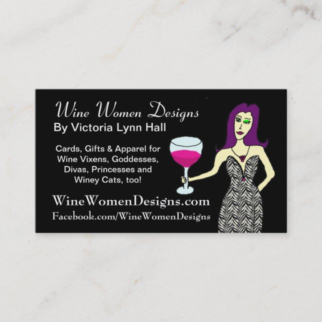 Tarjeta De Visita WineWomenDesigns.com que ofrece al Vixen del vino (Anverso)