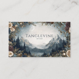 Tarjeta De Visita Winter Rose Floral and Snowy Mountain Landscape