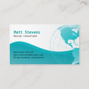 Tarjeta de visita Wire Turquoise Globe Americas