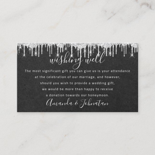 Tarjeta De Visita Wishing Well For Wedding Invitation Graphite (Anverso)