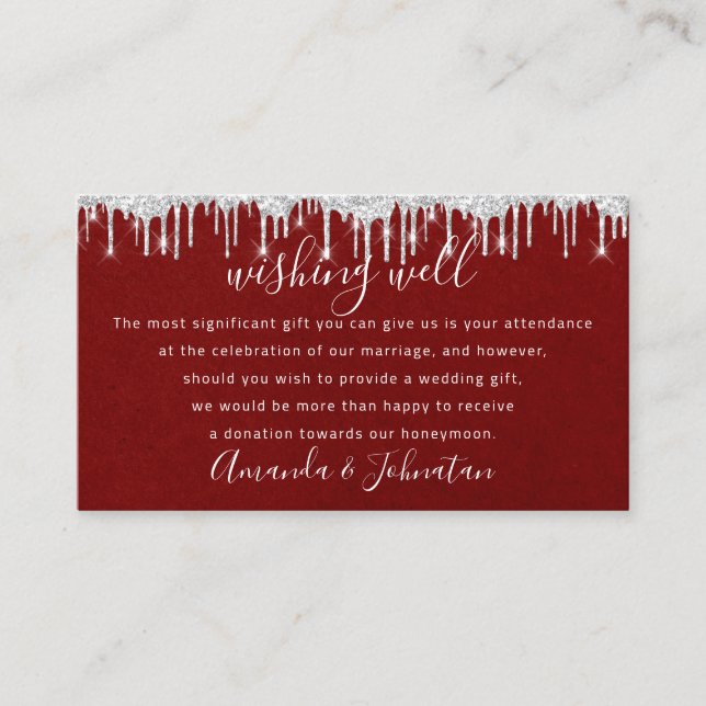Tarjeta De Visita Wishing Well For Wedding Invitation Red Wine (Anverso)