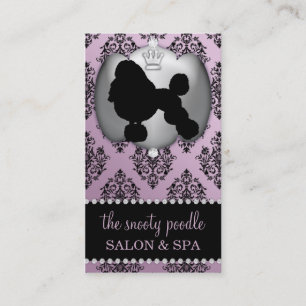 Tarjeta De Visita Wisteria Morado Jewled Damask Perro Grooming/Spa