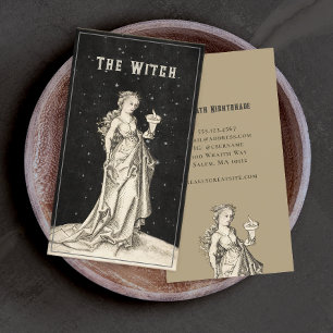 Tarjeta De Visita Witch Vintage Etching Business Card