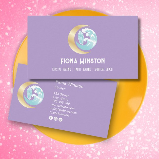 Tarjeta De Visita Witchy Mystical Crystal Moon Ocean Reiki Yoga (Subido por el creador)