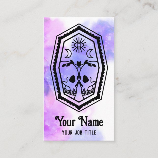 Tarjeta De Visita Witchy Skull Coffin Mystic Spiritual Business Card (Anverso)