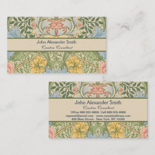 Tarjeta De Visita Wm Morris Myrtle Floral Arte Nouveau Pastel