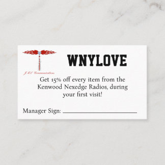 Tarjeta De Visita WNYLOVE Coupon