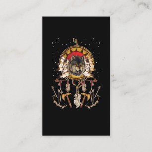 Tarjeta De Visita Wolf Dreamcatcher Animal nativo americano