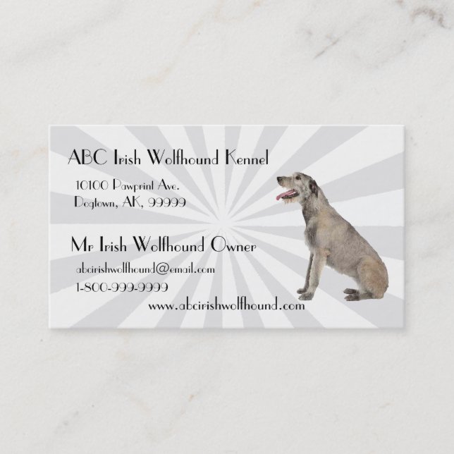 Tarjeta De Visita Wolfhound irlandés con Starburst blanco (Anverso)
