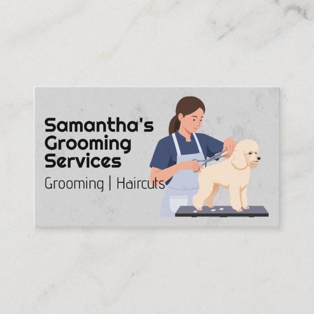 Tarjeta De Visita Woman Grooming Doggie (Anverso)