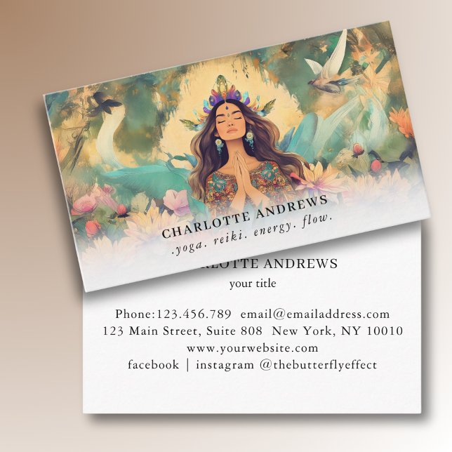 Tarjeta De Visita Woman Illustration Energy Healer Reiki Spirituel  (Woman Illustration Energy Healer Reiki Spirituel Business Card)