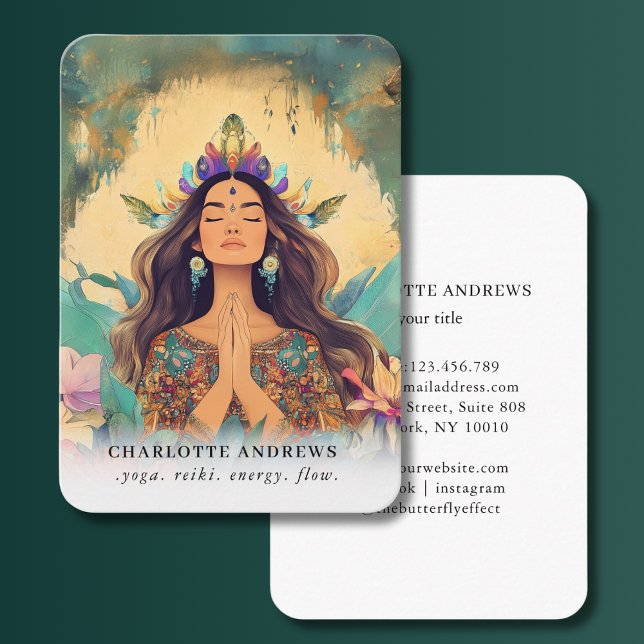 Tarjeta De Visita Woman Illustration Energy Heiler Reiki Spirituell (Woman Illustration Energy Heiler Reiki Spirituell Business Card)