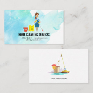 Tarjeta De Visita Woman Mopping   Servicios de limpieza