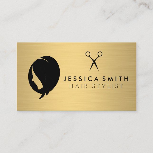 Tarjeta De Visita Womens Hair | Oro metalizado | Salón de Shears (Anverso)