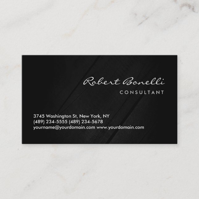 Tarjeta De Visita Wood Background Moderno Gray Black Business Card (Anverso)