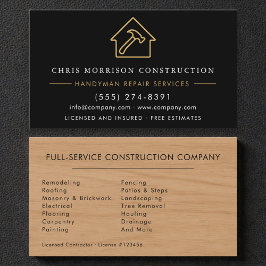 Tarjeta De Visita Wood Black Gold Handyman