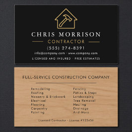 Tarjeta De Visita Wood Building Construction Contractor