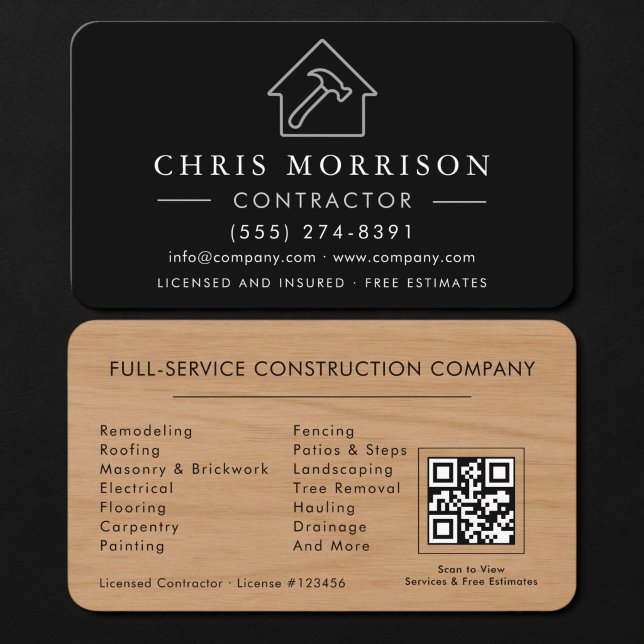 Tarjeta De Visita Wood Building Contractor QR Code (Subido por el creador)