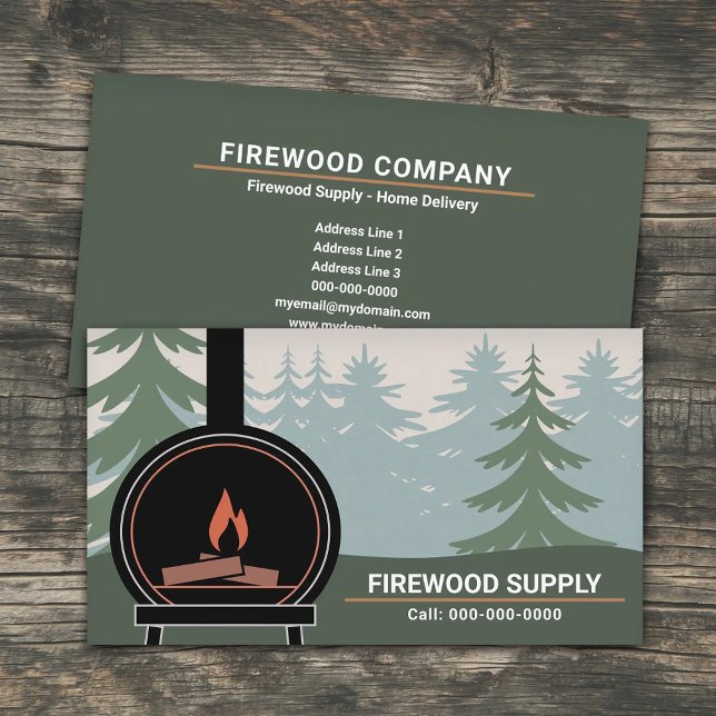 Tarjeta De Visita Wood Burning Stove & Firewood (Wood Burning Stove & Firewood Business Card)