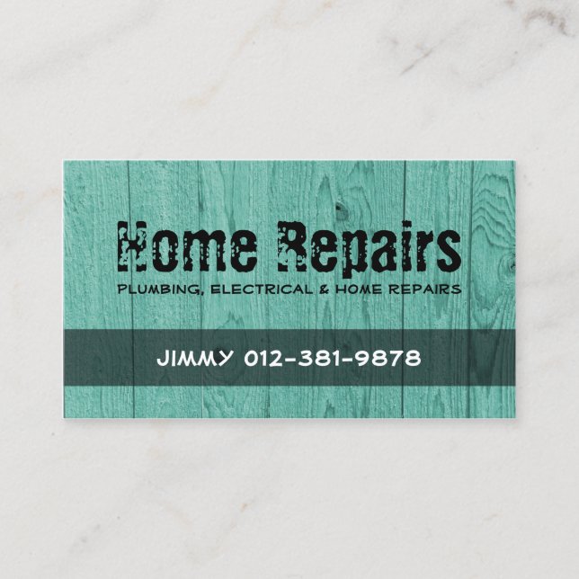 Tarjeta De Visita Wood Fence Turquoise Business Card (Anverso)