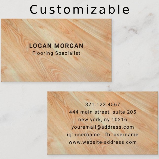 Tarjeta De Visita Wood Flooring Services Modern Professional (Subido por el creador)