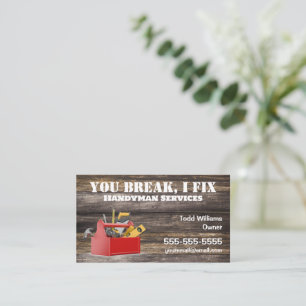 Tarjeta De Visita Wood Handyman Toolbox