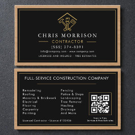 Tarjeta De Visita Wood Home Improvement Contractor Black Gold