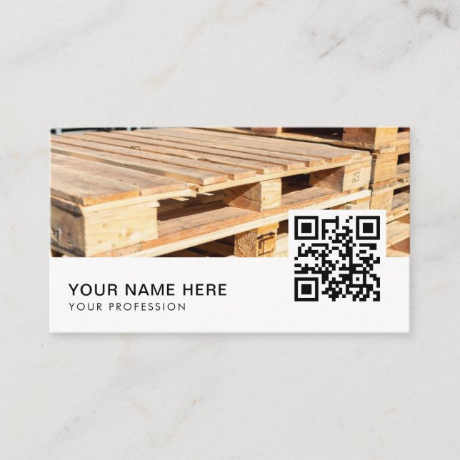 Tarjeta De Visita Wood Pallet Pickup Delivery Service QR Code (Anverso)