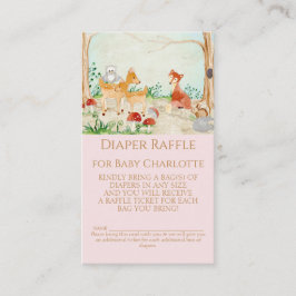 Tarjeta De Visita Woodland Animales Fox Deer Diaper Raffle Chica Bab