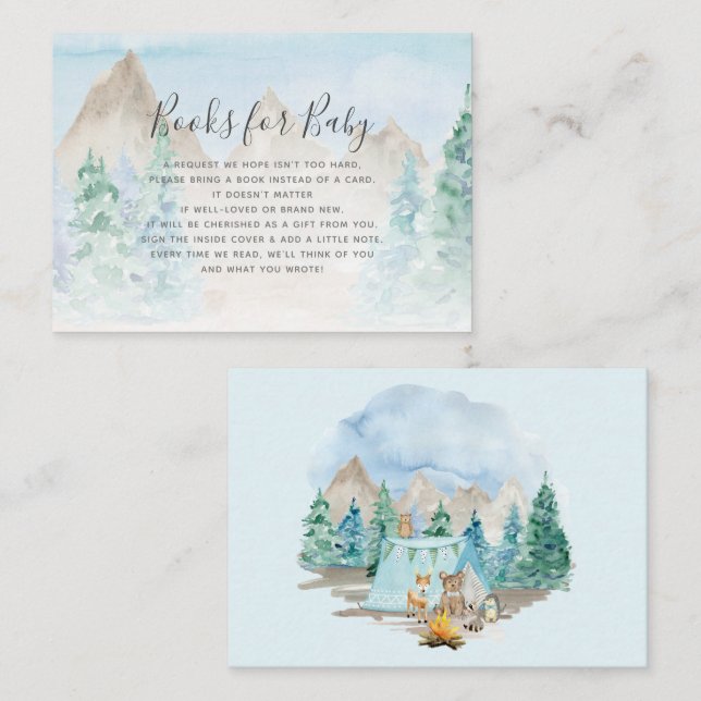 Tarjeta De Visita Woodland Animals Camping Books Boy Baby Enclosure (Anverso / Reverso)