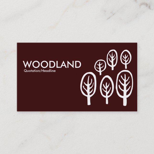 Tarjeta De Visita Woodland - Blanco sobre marrón oscuro (Anverso)