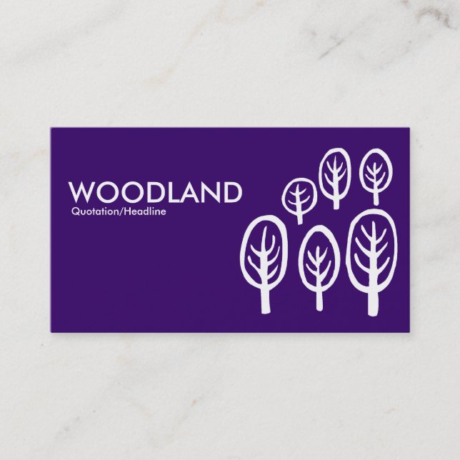 Tarjeta De Visita Woodland - Blanco sobre morado oscuro (Anverso)