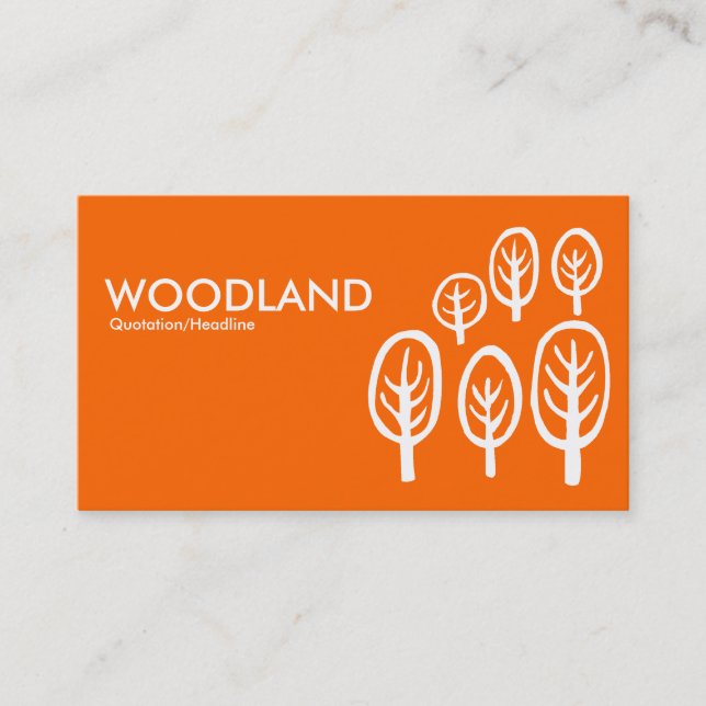 Tarjeta De Visita Woodland - Blanco sobre Naranja (Anverso)