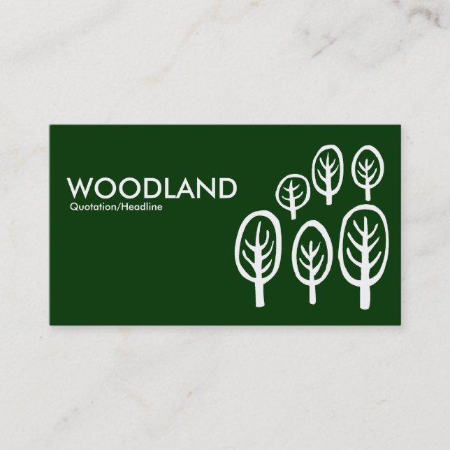 Tarjeta De Visita Woodland - Blanco sobre verde oscuro (Anverso)