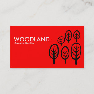 Tarjeta De Visita Woodland - Blanco y negro en rojo