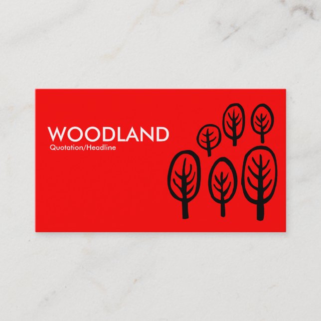 Tarjeta De Visita Woodland - Blanco y negro en rojo (Anverso)